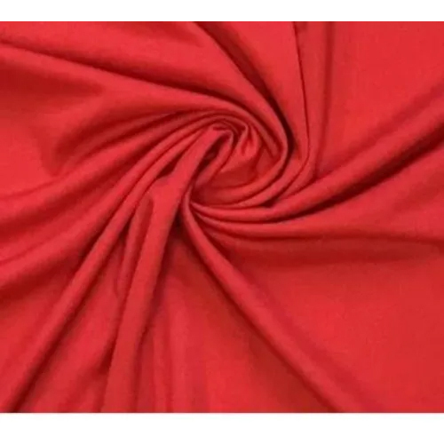 Micro Polyester Fabric - 100% Polyester, Red Color, Smooth Texture , Washable Hand Wash Plain Style