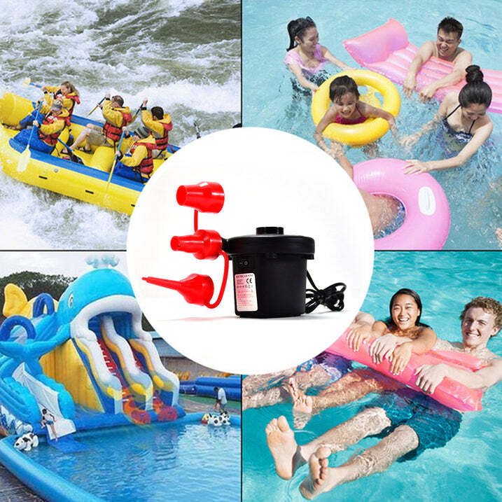 Electric Air Pump For Ball, Balloon - Plastic, 10x11x19 Cm, Mix Color | Three Interconnecting Nozzles, Compact Design, Quick Inflate & Deflate