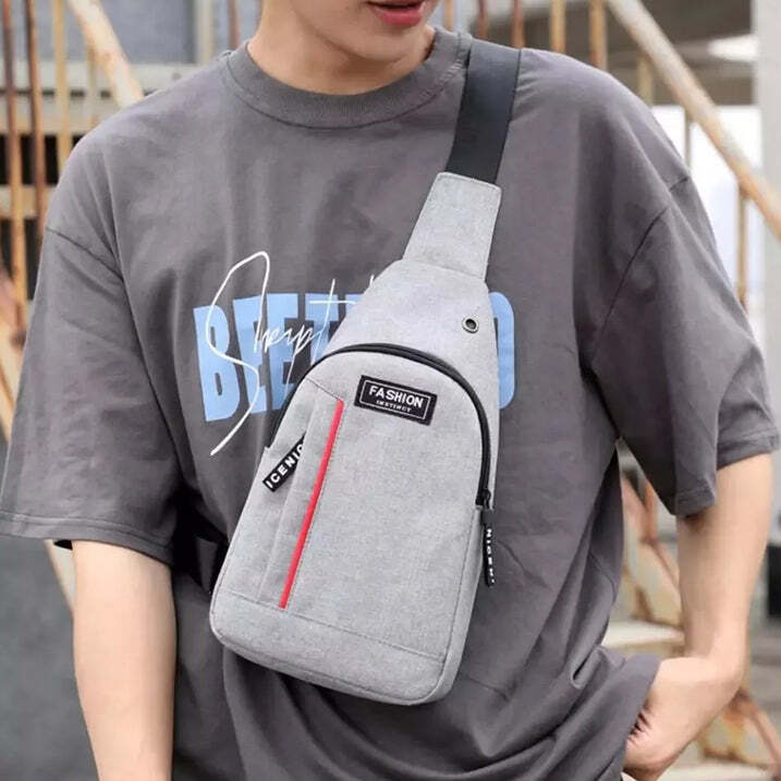 Grey Waterproof Bag - Leather, 30x20x4 Cm, Mix Color | Usb Charging Port, Headphone Hole, Multifunctional, Adjustable Strap, Spacious Design