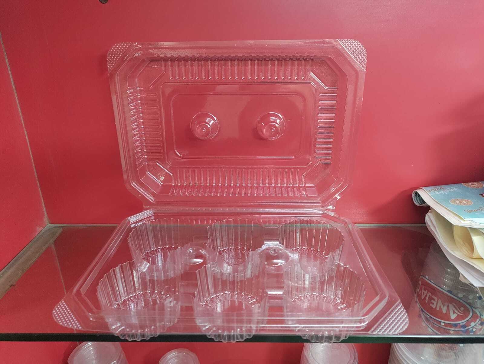 Muffine Hinged Boxes - 250 Gram Transparent Pp Rectangular Container | Customizable For Sweets And Soan Papdi, Ideal For 4 Pc And 6 Pc Packs