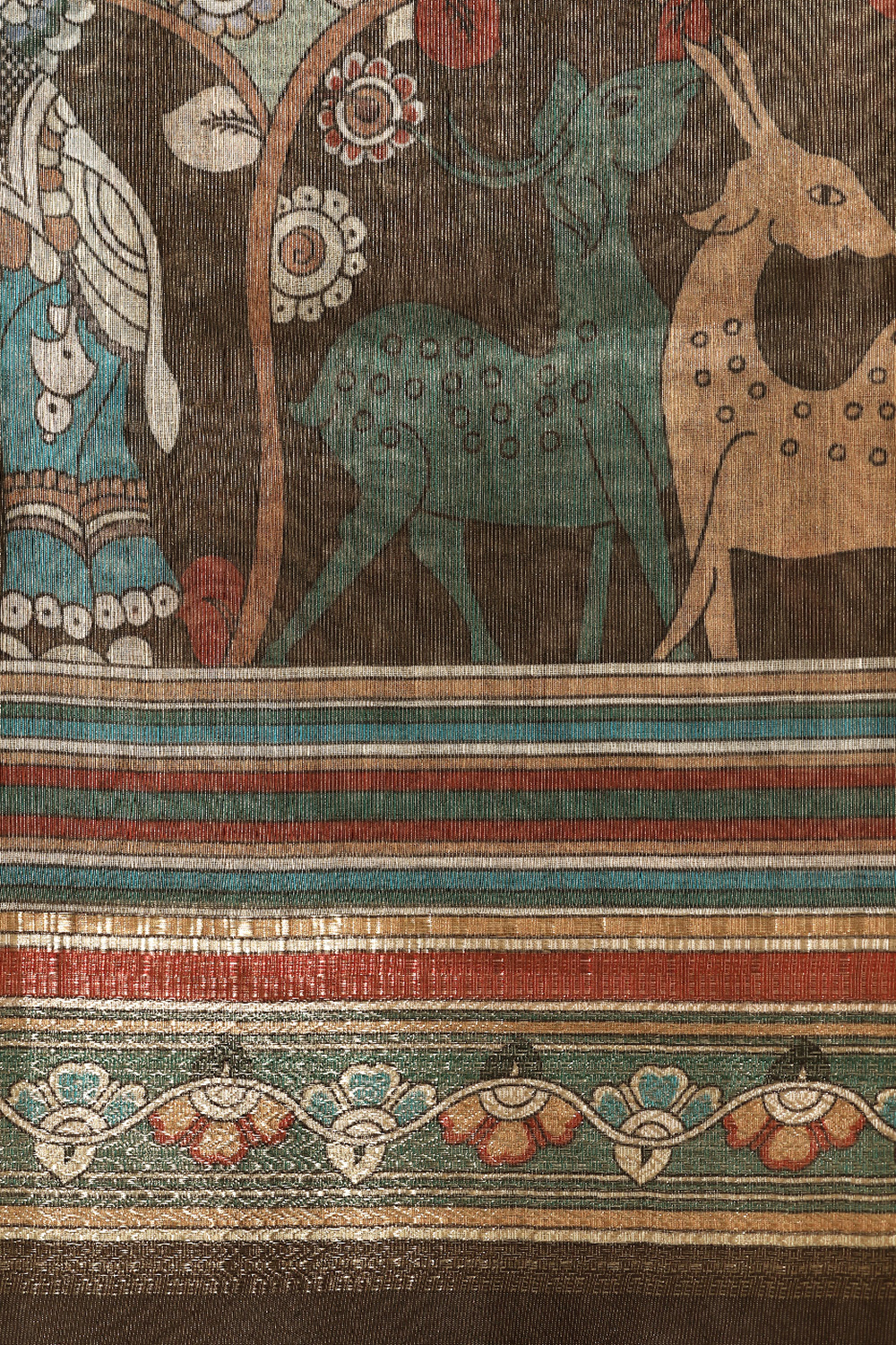 Kalamkari Pattern Digital Printed Saree