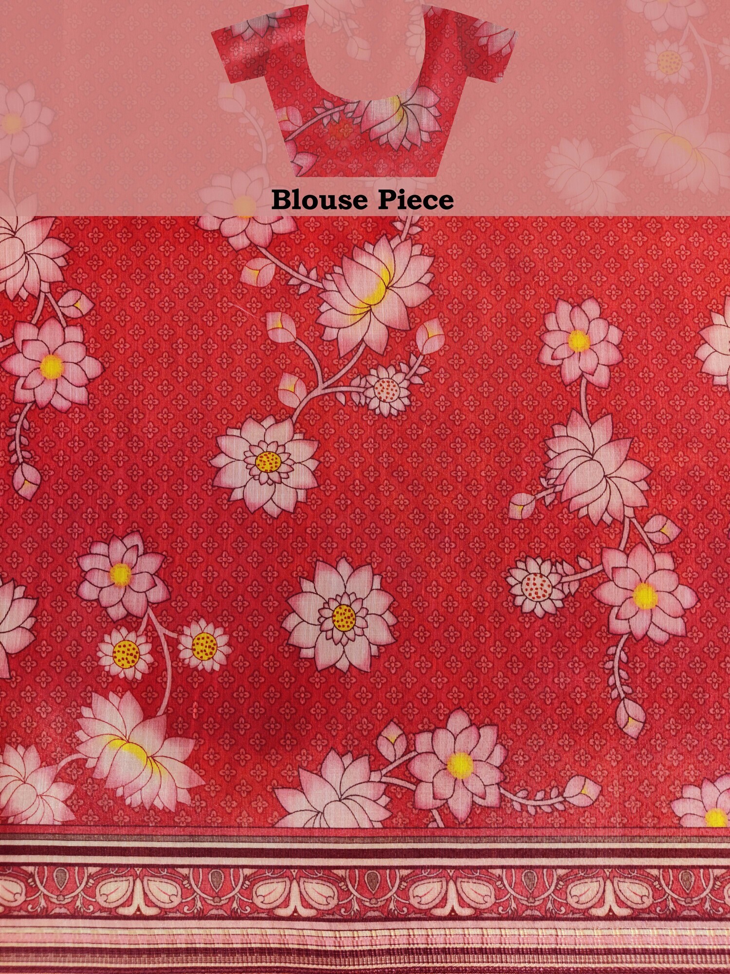 Ikkat Pattern Digital Printed Saree