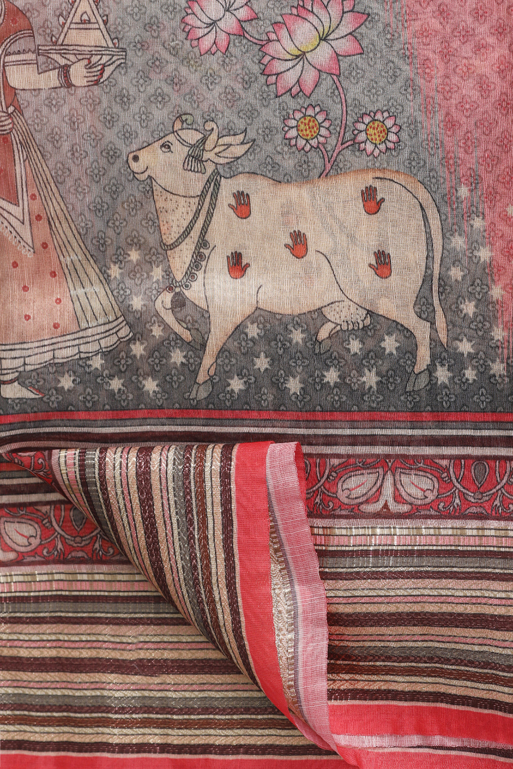 Ikkat Pattern Digital Printed Saree