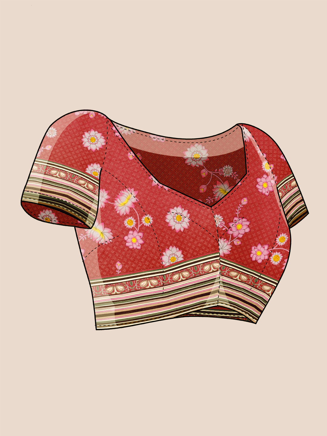 Ikkat Pattern Digital Printed Saree