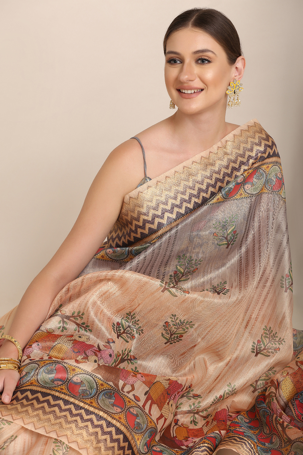 Gond Painting Digital Printed Saree