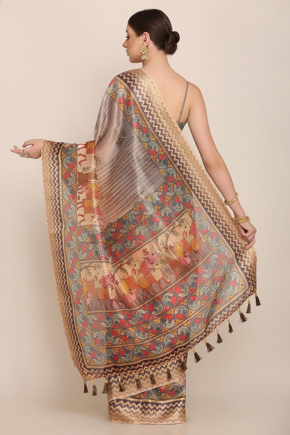Gond Painting Digital Printed Saree