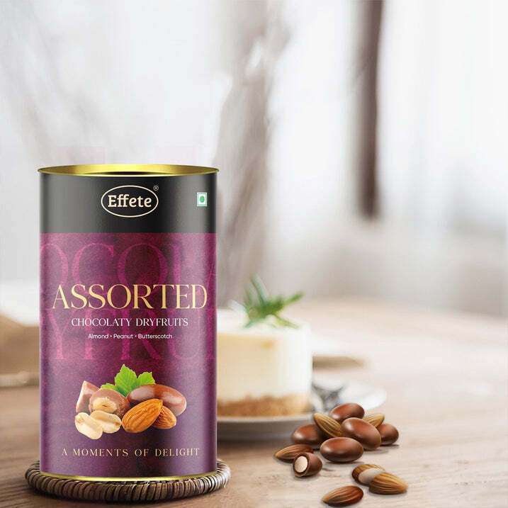 Effete Assorted Chocolate Dryfruits - 576 Kcal Energy, 11.3 G Protein, 47.6 G Carbohydrate, 37.8 G Fat | Rich Chocolate Material, Deliciously Infused Dry Fruits