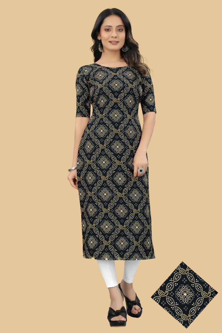Printed Kurtis - Heavy American Crepe Fabric, Sizes S(36) To Xxxxl(48), 4 Beautiful Digital Print Colors, Washable, Ideal For All Seasons