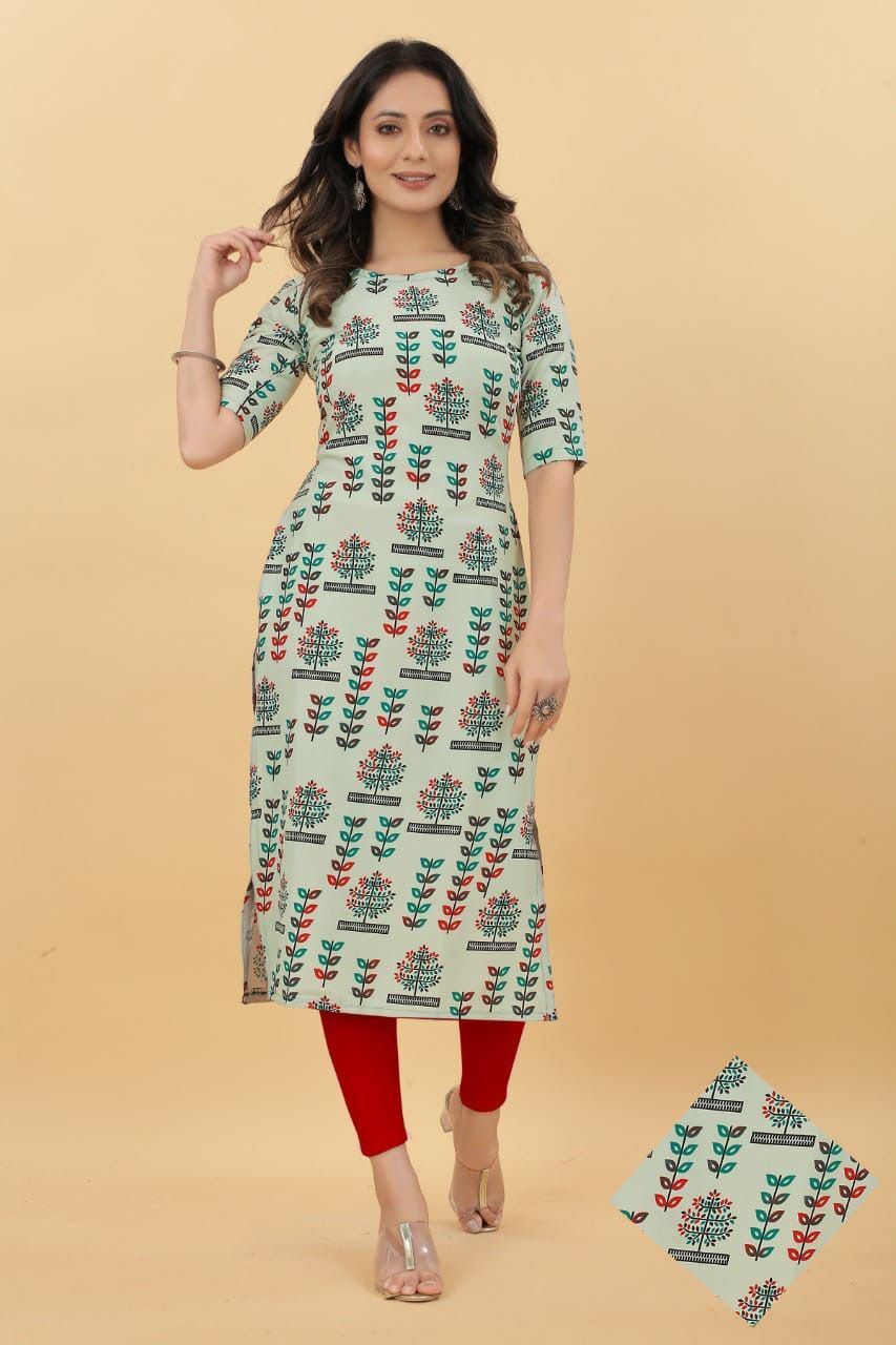 Printed Kurtis - Heavy American Crepe Fabric, Sizes S(36) To Xxxxl(48), 4 Beautiful Digital Print Colors, Washable, Ideal For All Seasons
