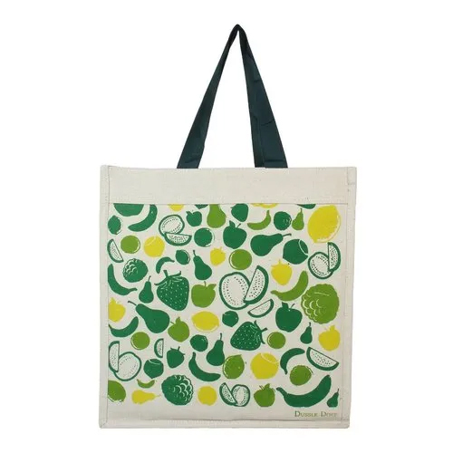 Printed Canvas Shopping Bag - Canvas Material, Different Available Sizes, White Color | Custom Designs, Durable Handles