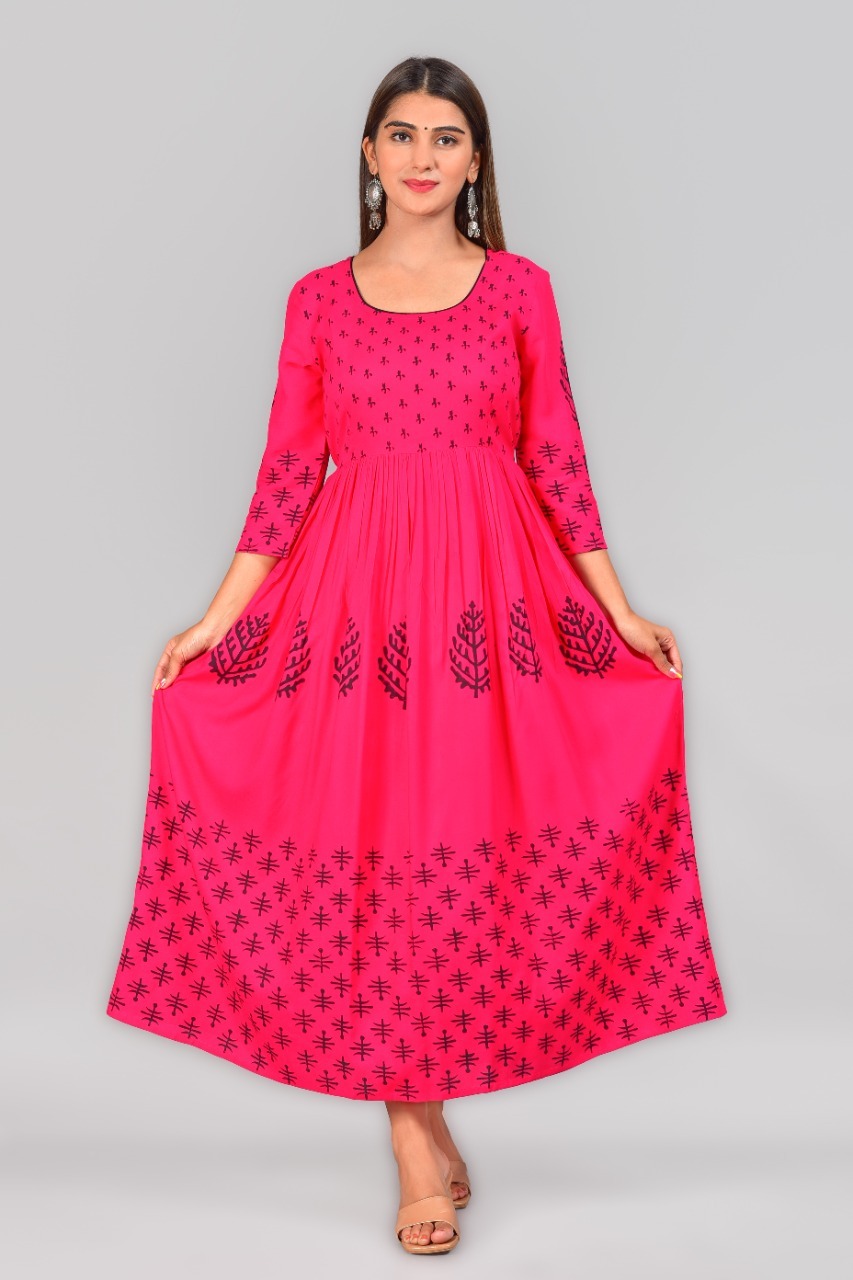 Long Gowns - Rayon, Sizes M-xxl, Pink | Ideal For Formal And Informal Events, Casual Wear