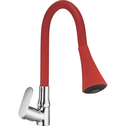 रेड एंड सिल्वर फ्लेक्सिबल शावर स्वान नेक