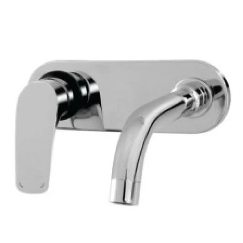 कंसील्ड बॉडी के साथ सिल्वर वॉल माउंटेड बेसिन मिक्सर