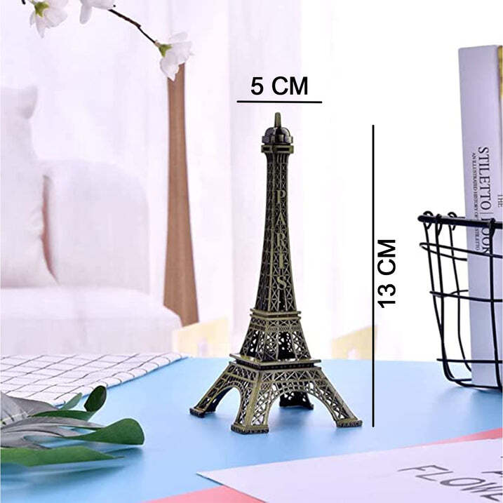Antiqued Metal 3d Eiffel Tower - 6x6x13 Cm | Elegant European-style Design, Foldable For Easy Storage, Perfect For Gifts And Celebrations