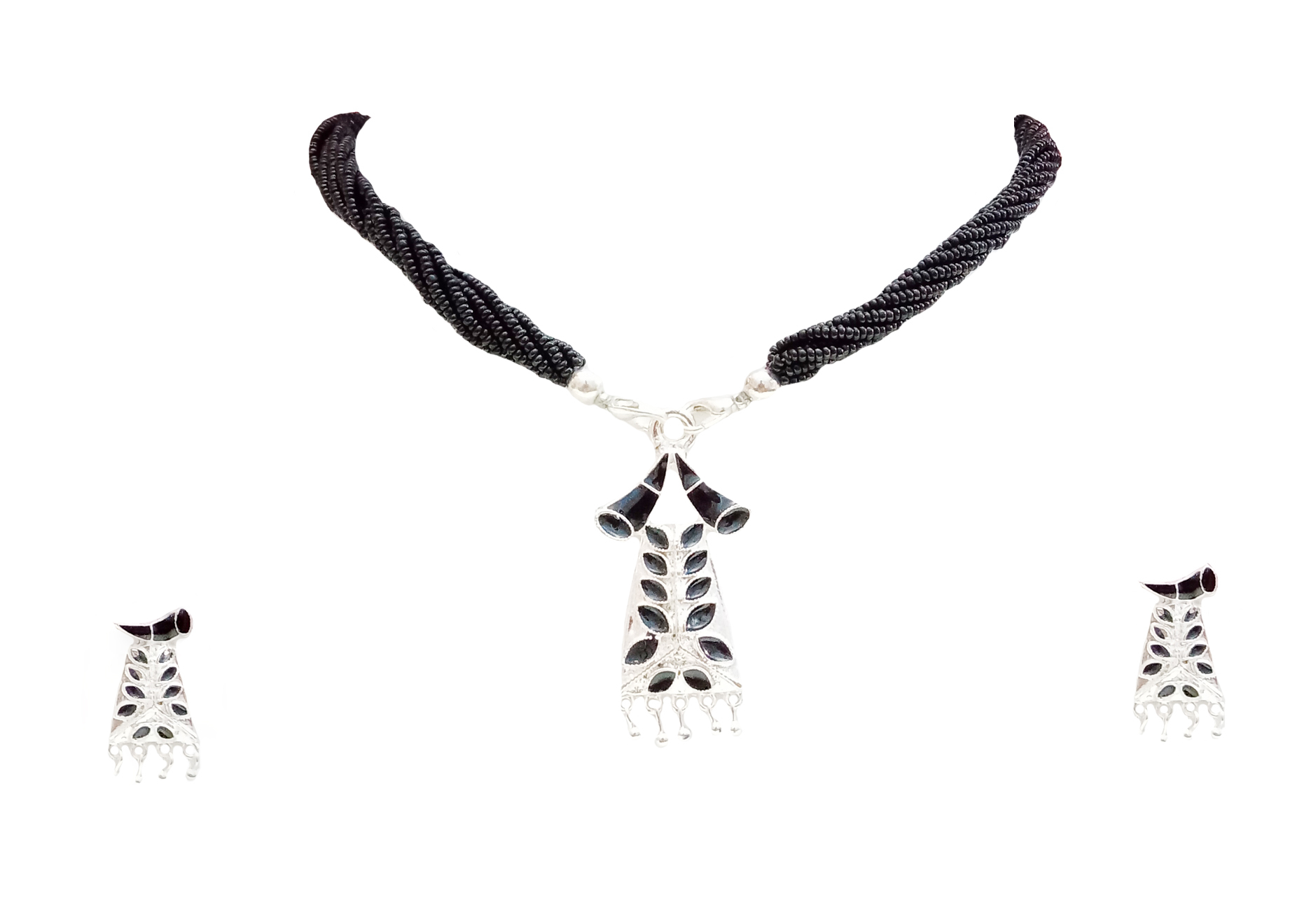 Assamese Traditional Pepa Design Necklace - Handmade 100% Pure Silver, Long Chain Tassel Set For Weddings And Parties | Elegant Accessory For Women