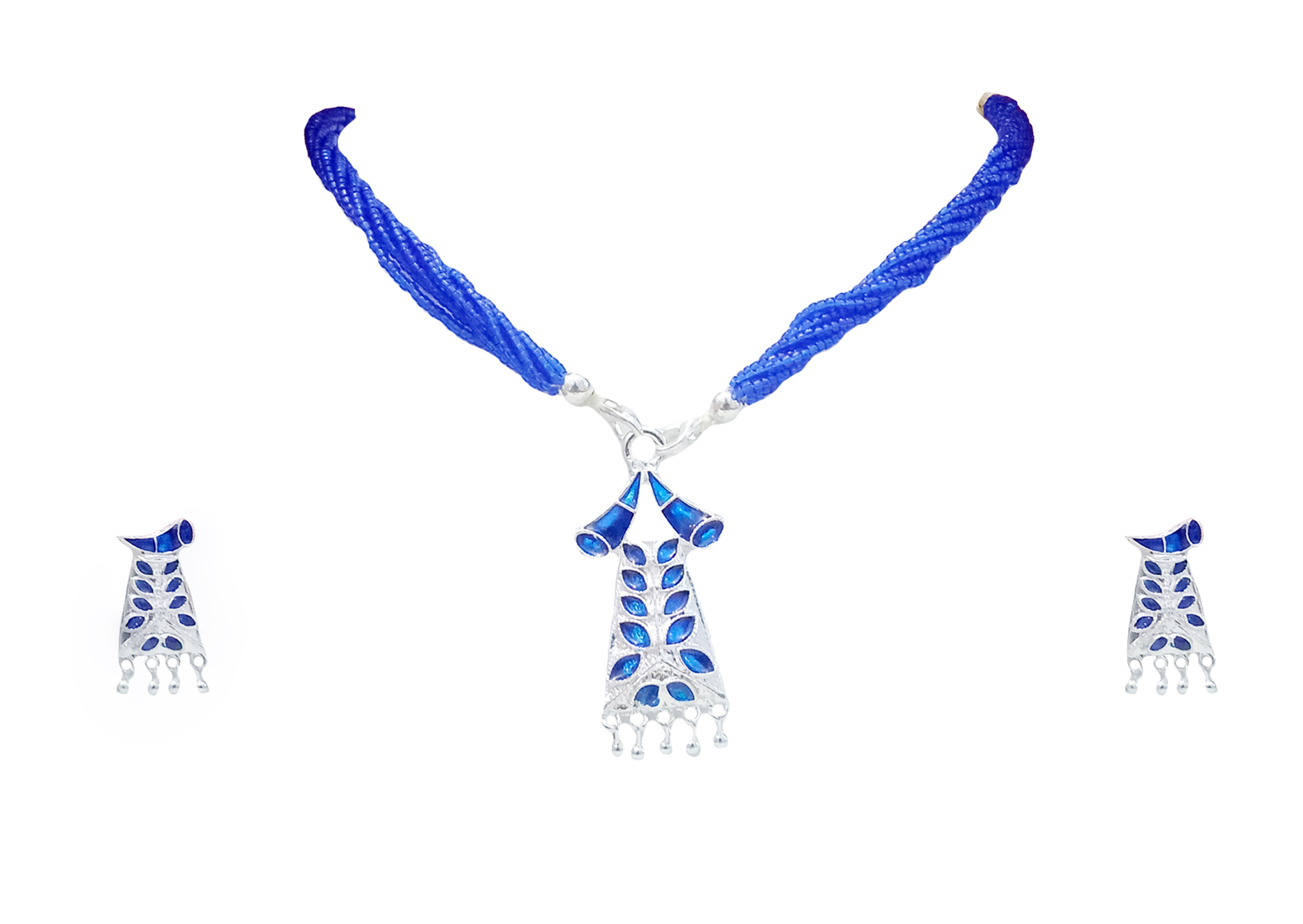 Assamese Traditional Pepa Design Necklace - Handmade 100% Pure Silver, Long Chain Tassel Set For Weddings And Parties | Elegant Accessory For Women