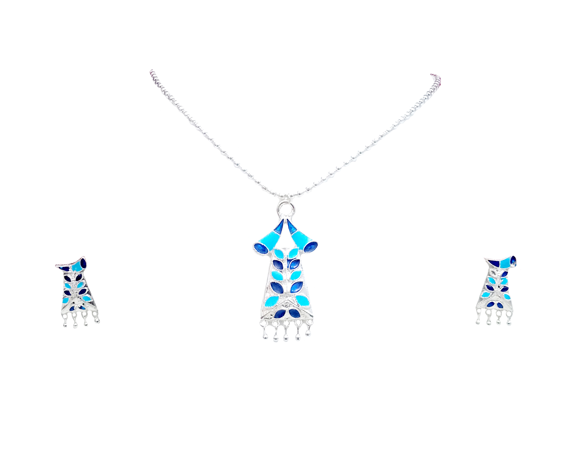 Assamese Traditional Pepa Design Necklace - Handmade 100% Pure Silver, Long Chain Tassel Set For Weddings And Parties | Elegant Accessory For Women