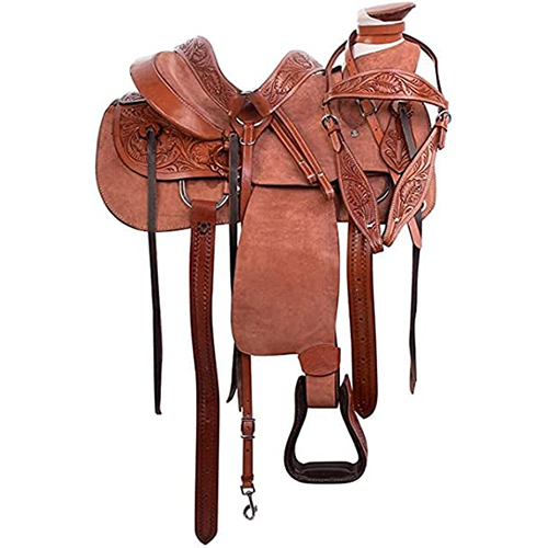 Brown Leather Roping Ranch Work Horse Saddle