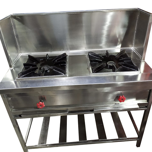 Two Burner Gas Range - Stainless Steel, Polished Finish, Silver | Removable Containers, Easy To Clean, Semi-automatic, 6-month Warranty, Ideal For Restaurants