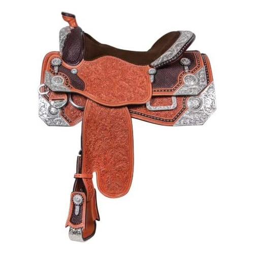 Handcrafted Leather Western Saddle - Durable Weatherproof Leather Various Sizes Available Elegant Brown Color For Stylish Horse Riding