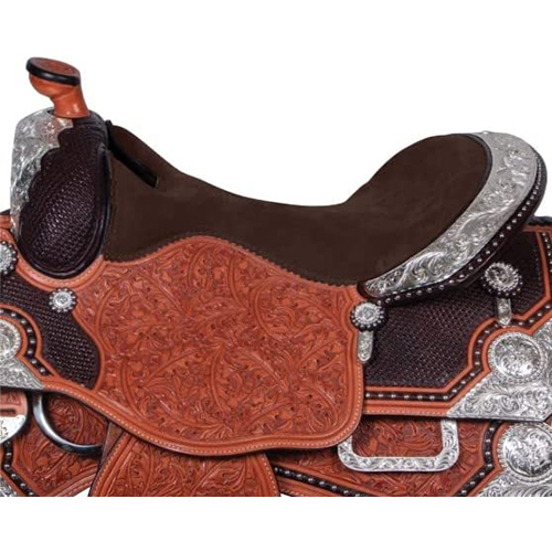 Handcrafted Leather Western Saddle - Durable Weatherproof Leather Various Sizes Available Elegant Brown Color For Stylish Horse Riding