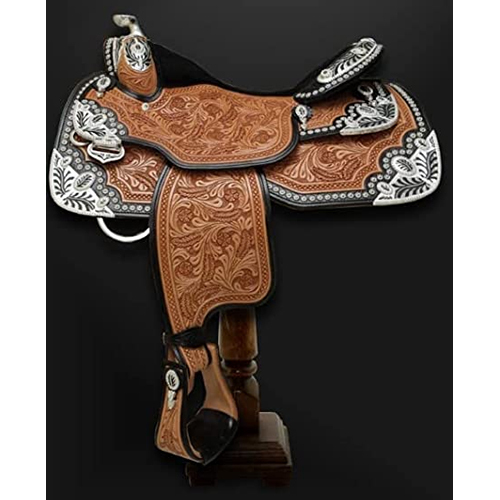 Leather Western Horse Saddle - High-quality Leather Various Sizes Available Classic Brown Color - Weatherproof Design For Superior Comfort