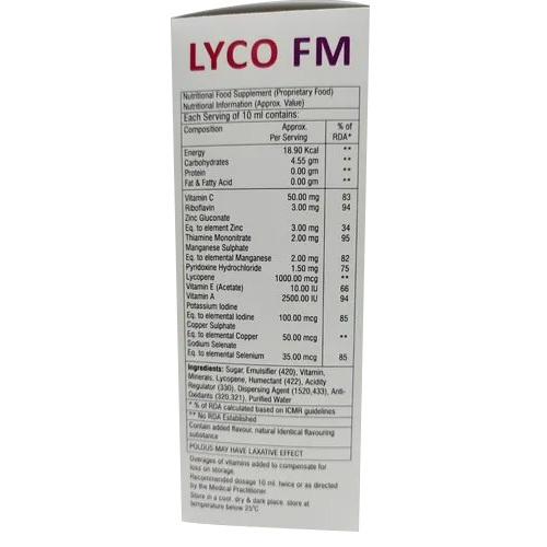 200ml Lycopene Vitamins Minerals Syrup General Medicines