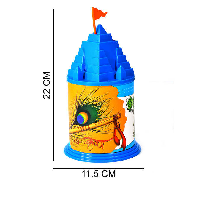 Temple Shape Coin Bank - Plastic Material, 12x12x22 Cm | Attractive Pig Design, Large Capacity With Four Grids, Anti-fall Feature