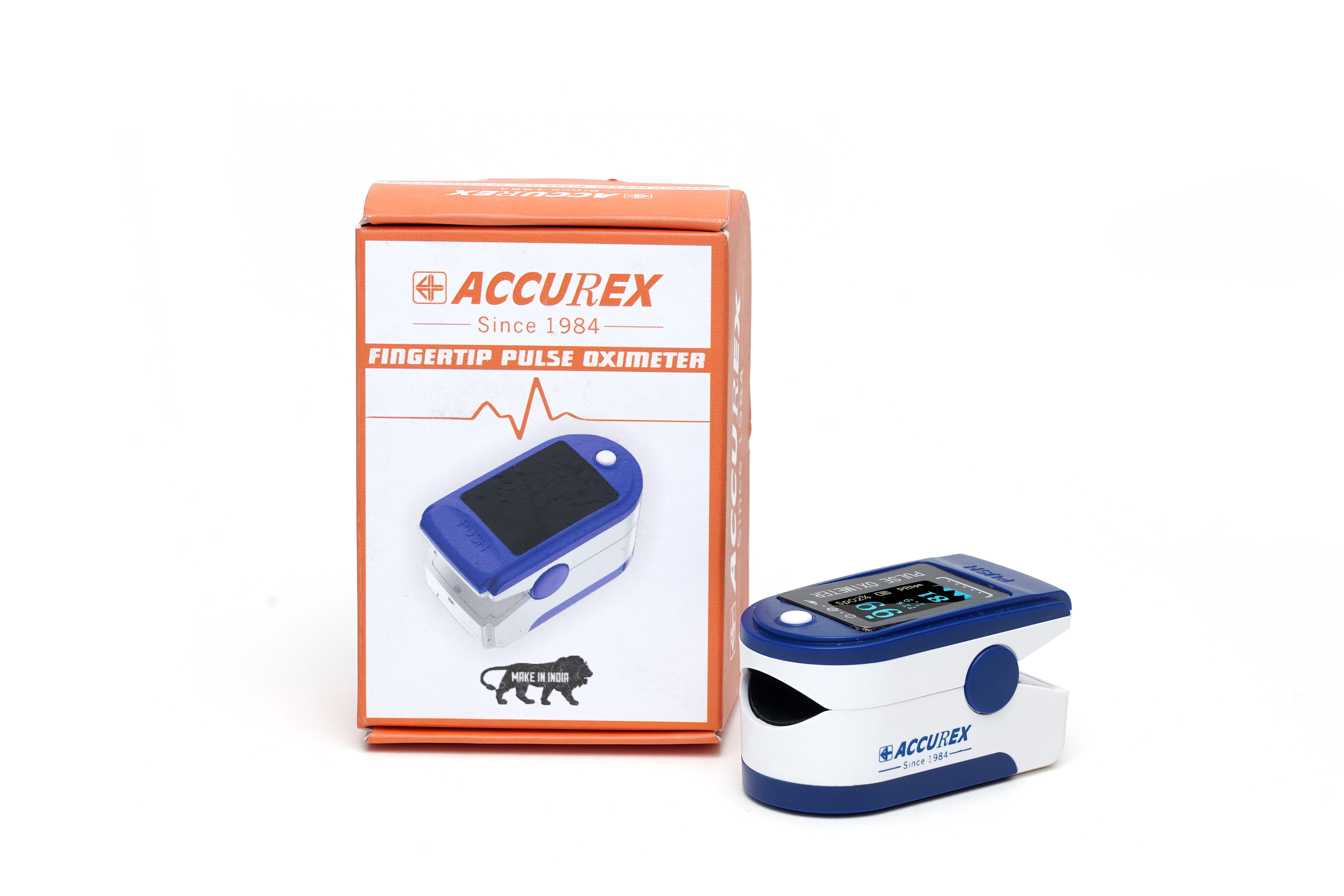 Pulse Oximeter Accurex - Plastic Material, Size 6.3x4.0x9.0 Inches, Black Color | Accurate & Reliable 8-10 Second Readings, Large Digital Red Led Display