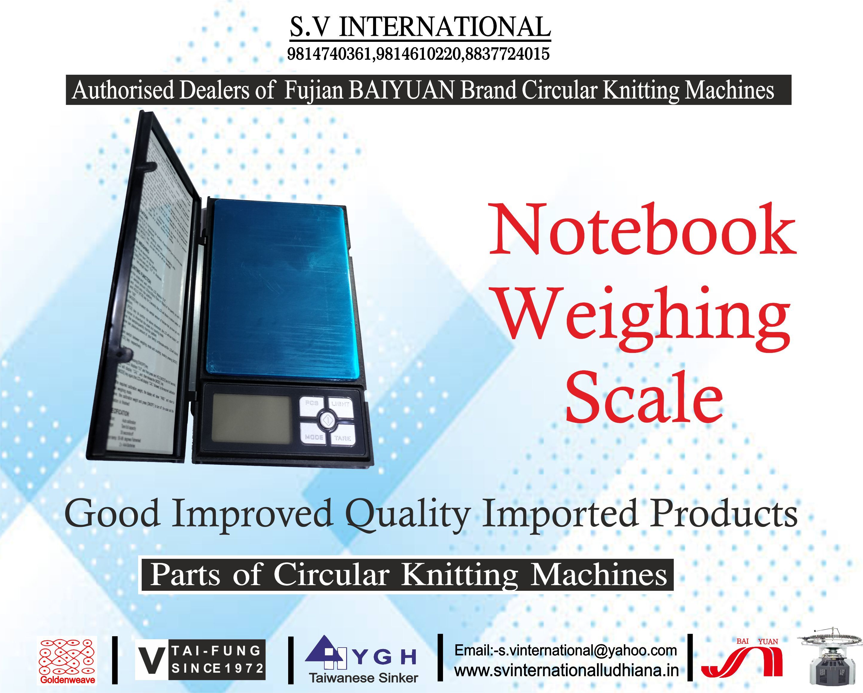 Notebook Weighing Scale - Suitable For Circular Knitting Machines, Accurate Measurement For Knitting Needs