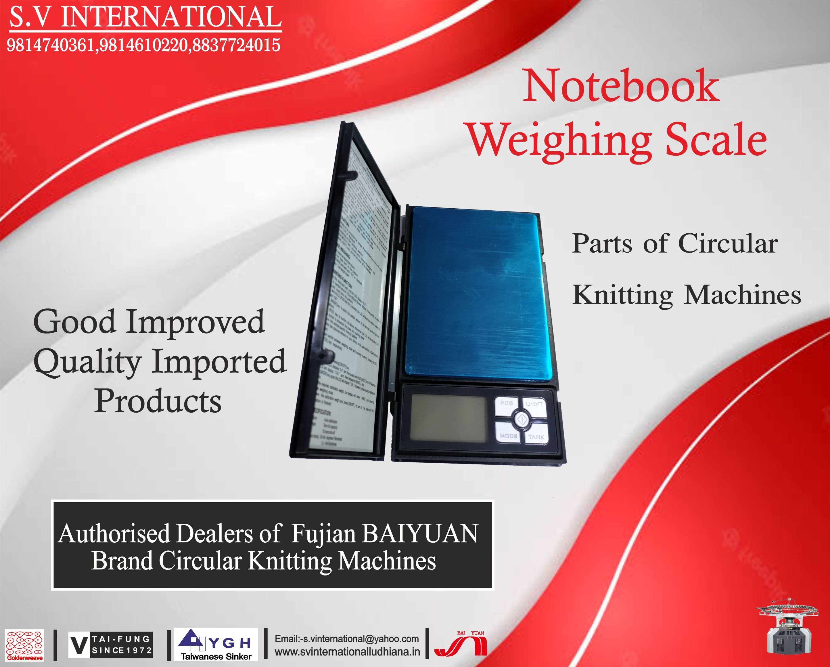 Notebook Weighing Scale - Suitable For Circular Knitting Machines, Accurate Measurement For Knitting Needs
