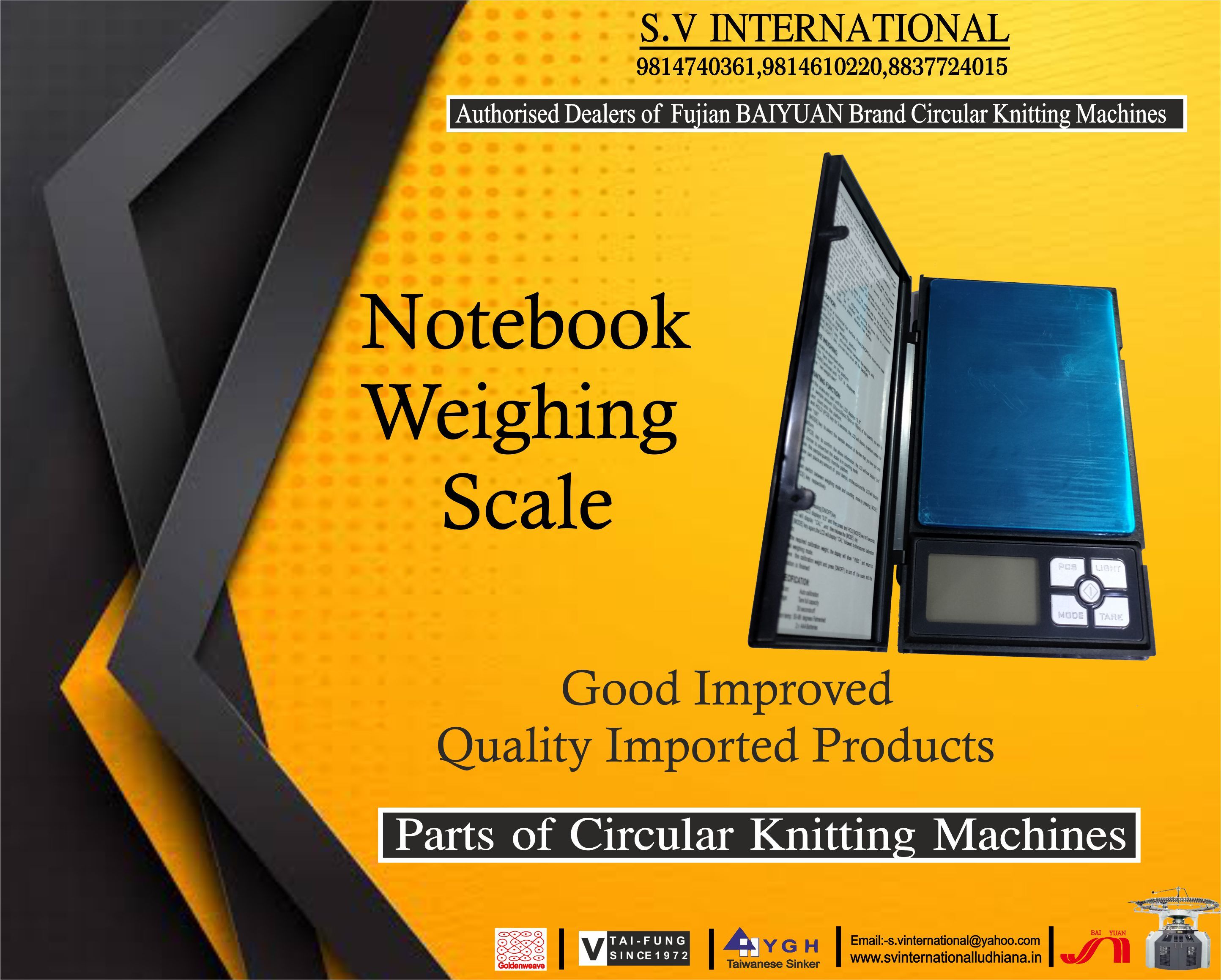 Notebook Weighing Scale - Suitable For Circular Knitting Machines, Accurate Measurement For Knitting Needs