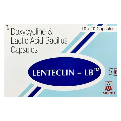 Doxycycline And Lactic Acid Bacillus Capsules - 10 X 10 Pack - Prescription Only, General Medicines For Bacterial Infections, Store In Dry Place