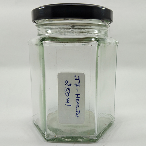 250 Ml Transparent Hexagonal Jar - Material: Glass