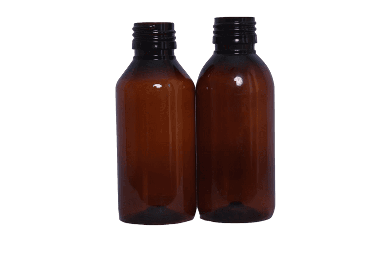 Pet Bottle Round Shape 100 Ml - Plastic Material, 100 Milliliters Capacity, 43.6 Mm Diameter, 108 Mm Height | Ideal For Liquid Packaging