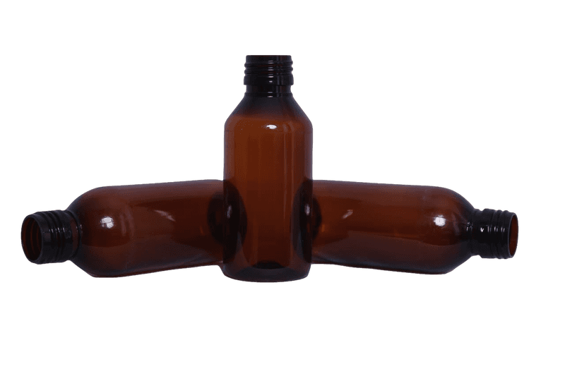 Pet Bottle - 150 Ml, Round Shape, Brown Color, Screw Cap Closure
