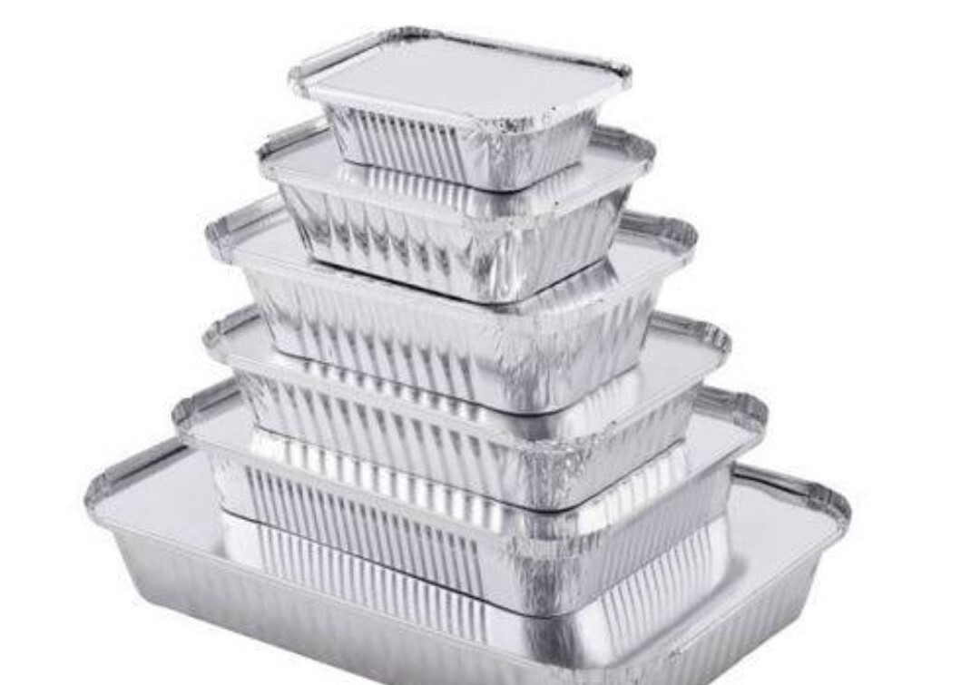 Half Deep Aluminium Foil Container - With Lid, Silver Color, High Quality Material For Food Industry Use