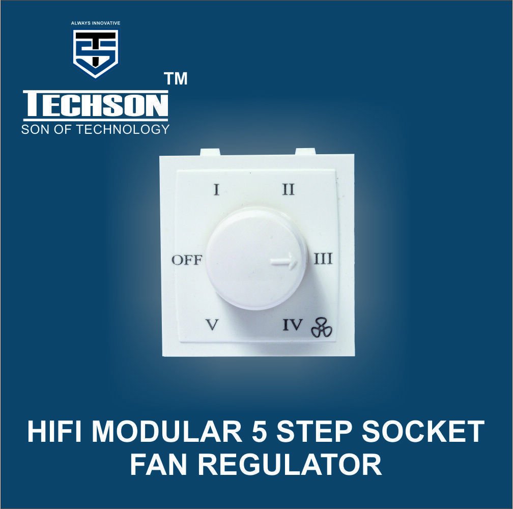 Fan Regulator - Polycarbonate Material, 100w Rated Power | 5 Speed Control, White Color, 220-240v Power Requirement, 1-year Warranty