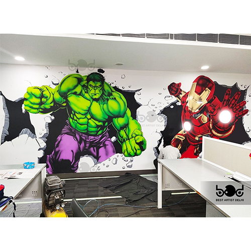 3D Super Hero Wall Painting