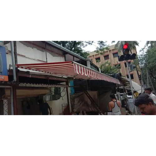 सफेद और लाल खिड़की वापस लेने योग्य शामियाना