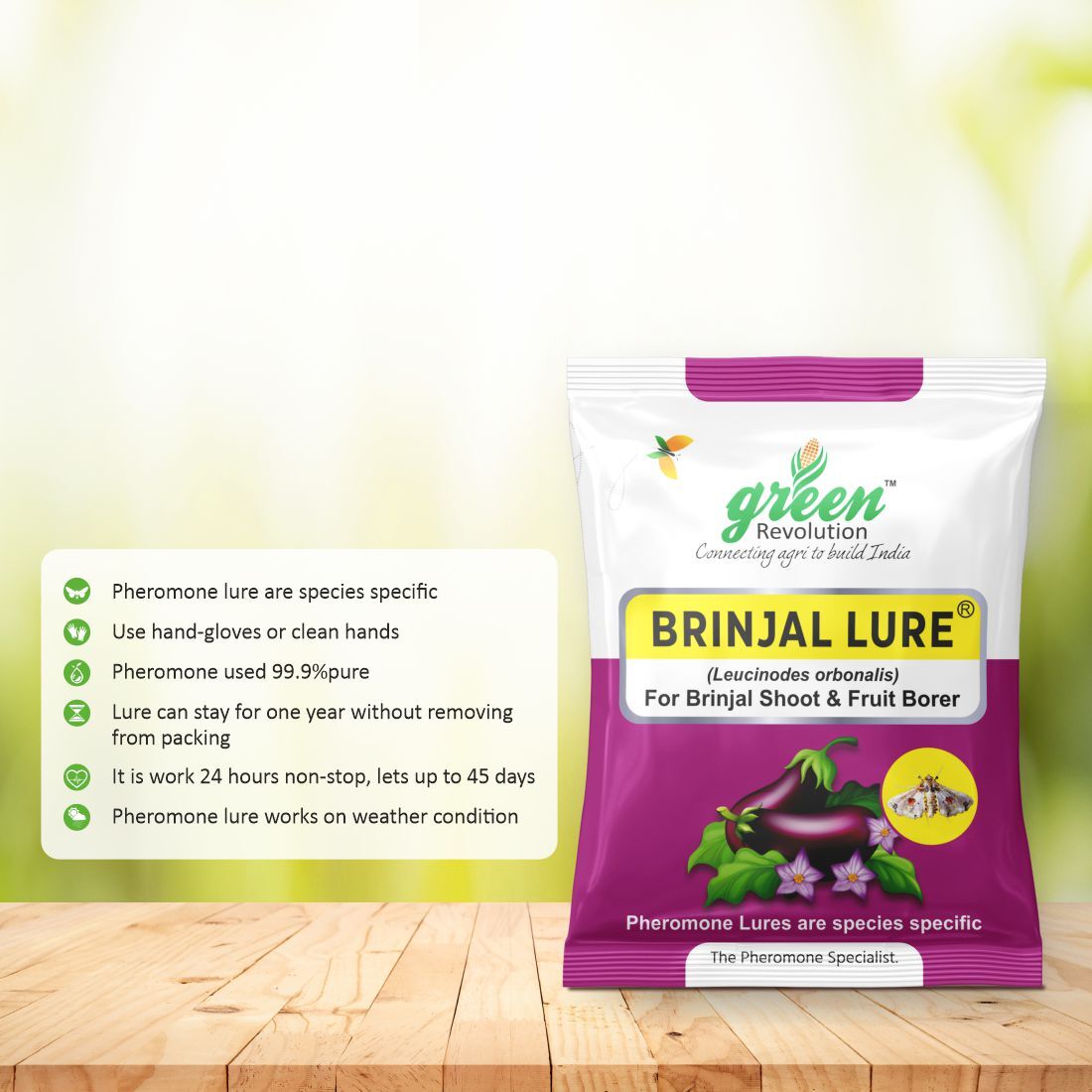 Brinjal Fruit And Shoot Borer Pheromone Trap - Uv Stabilized Plastic Polymer Vial, 45 Days Shelf Life, Individually Sachet Packed