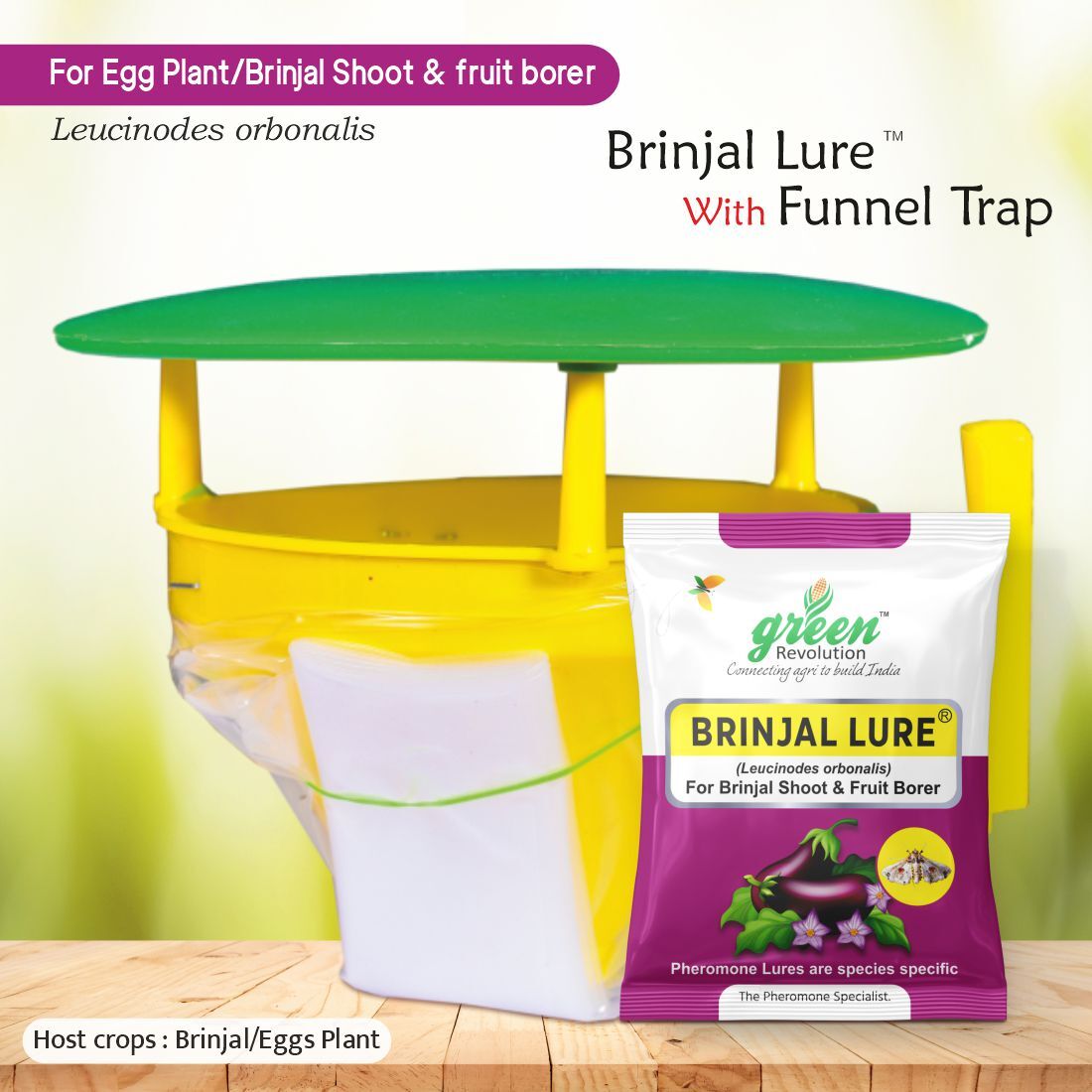 Brinjal Fruit And Shoot Borer Pheromone Trap - Uv Stabilized Plastic Polymer Vial, 45 Days Shelf Life, Individually Sachet Packed