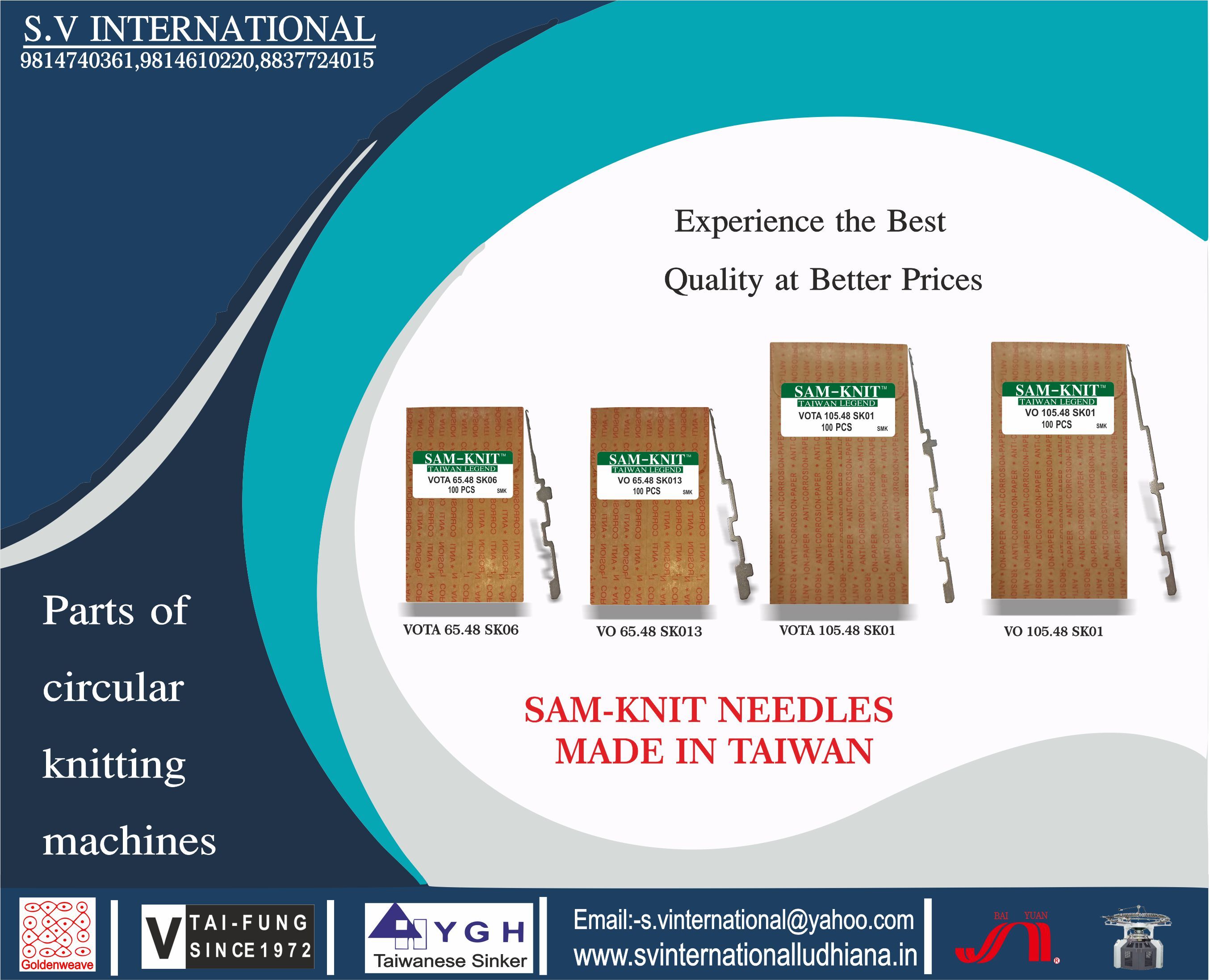 Sam-knit Brand Needles Used In Circular Knitting Machines Originated From Taiwan.