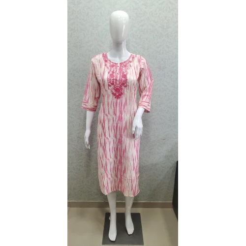 Pure Muslin Kurti - Cotton Satin, Available In L-xxxl Sizes, Embroidered Design, Breathable And Washable Features For Casual Daily Wear