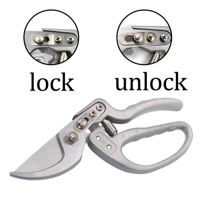 Pruning Shear Cutter For All Purpose - Stainless Steel , Silver Color, Non-stick Coating, Comfortable Ergonomic Handles For Right And Left Handed Users