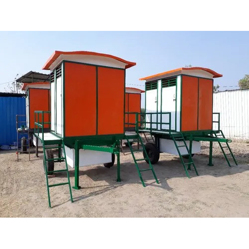4 Seater Mobile Toilet Van - Painted Mild Steel And Frp, Pvc Sliding Window, High Capacity Water Tank, Durable Indian Toilet Seat