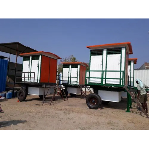 4 Seater Mobile Toilet Van - Painted Mild Steel And Frp, Pvc Sliding Window, High Capacity Water Tank, Durable Indian Toilet Seat