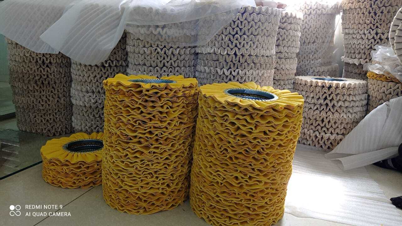 Air Flow Buffing Wheel - Cotton Material, 4" To 24" Inch Size, Yellow/white/red Color, Round Shape | Ideal For Automatic And Semi-automatic Polishing Machines