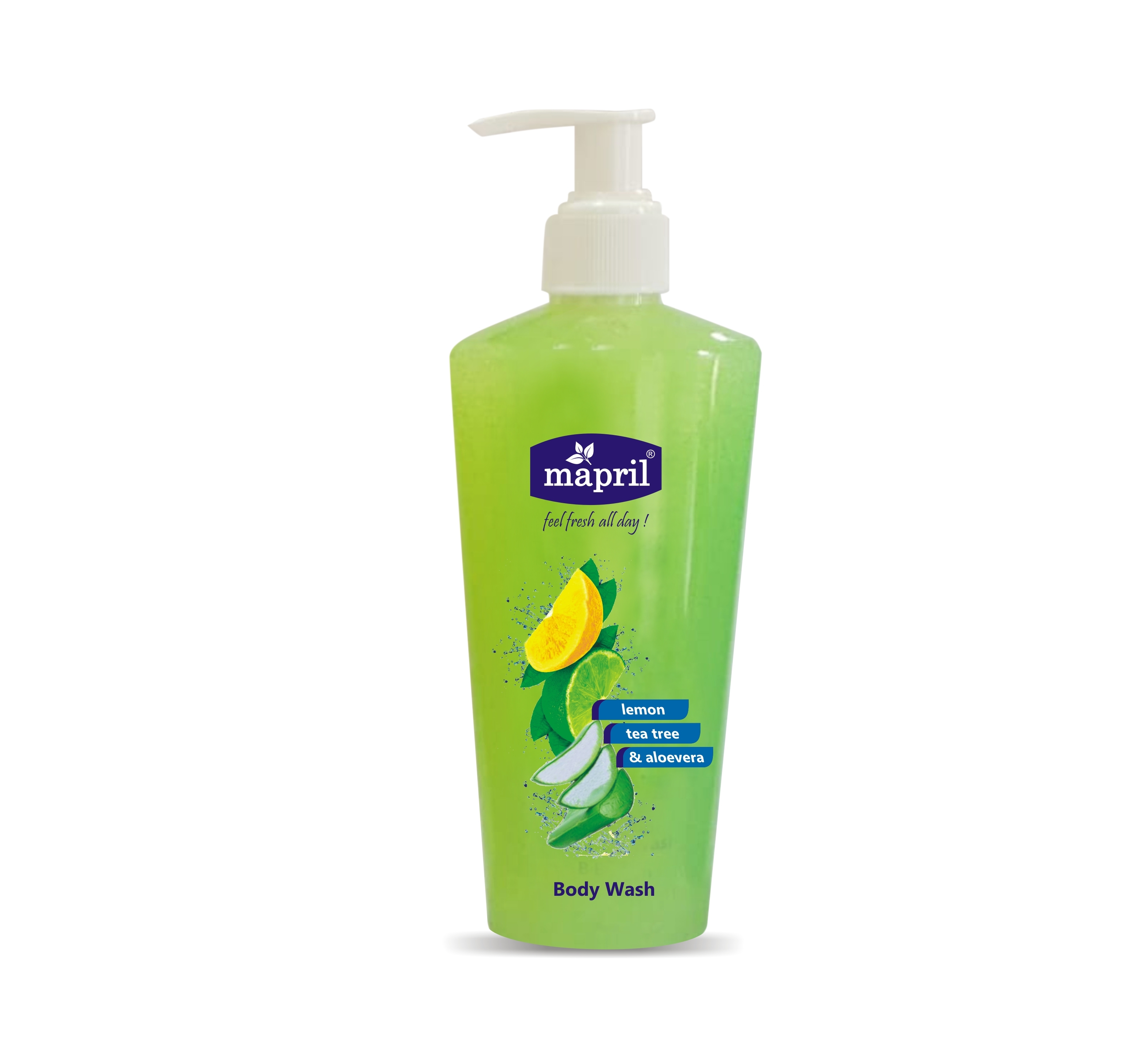 Body Wash - Gel Form, 250 Ml, Green Color | Enriched With Aloe Vera, Lemon, And Tea Tree Extracts, Gentle Daily Cleansing For All Skin Types