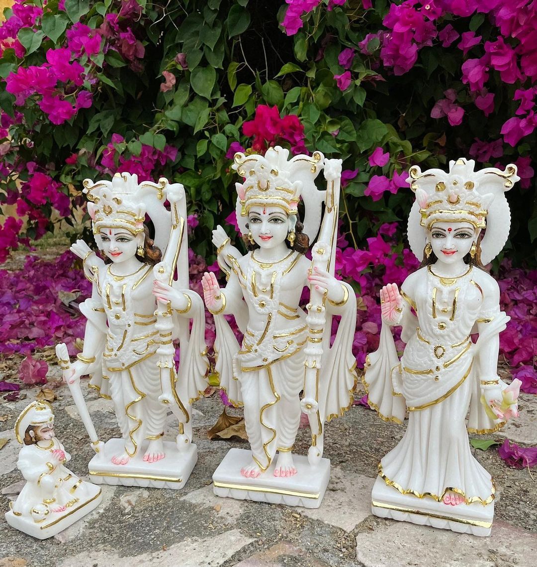 Marble Sculpture - 12 Inch, White Granite | Indian Folk Art, Hindu Religious Theme, Customized Color & Material, Ideal For Outdoor & Home Decoration